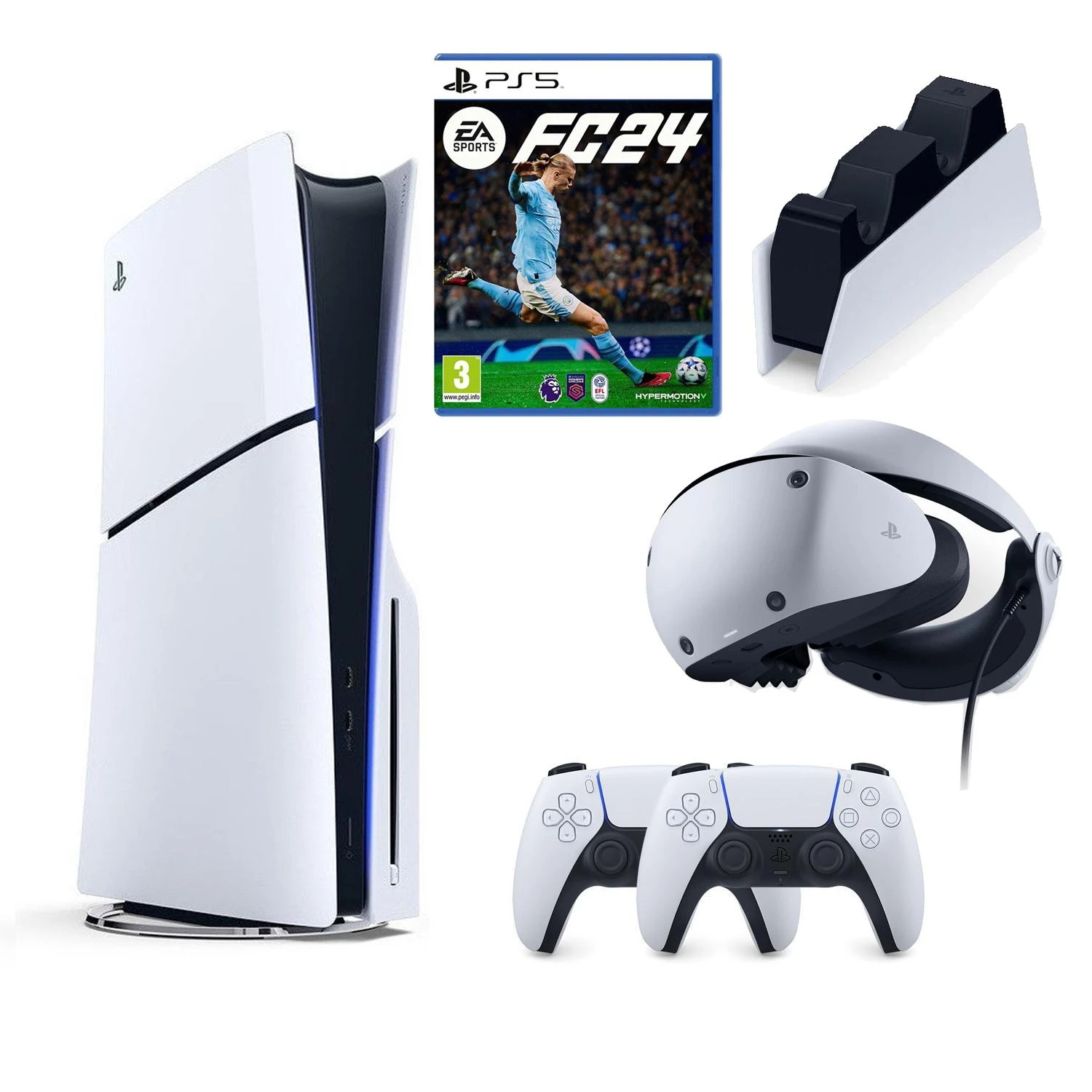 SONY PLAYSTATİON 5 PS5 SLIM CD Lİ + 2.KOL + FC 24 OYUNU + SONY ŞARJ İSTASYONU + PS5 VR 2