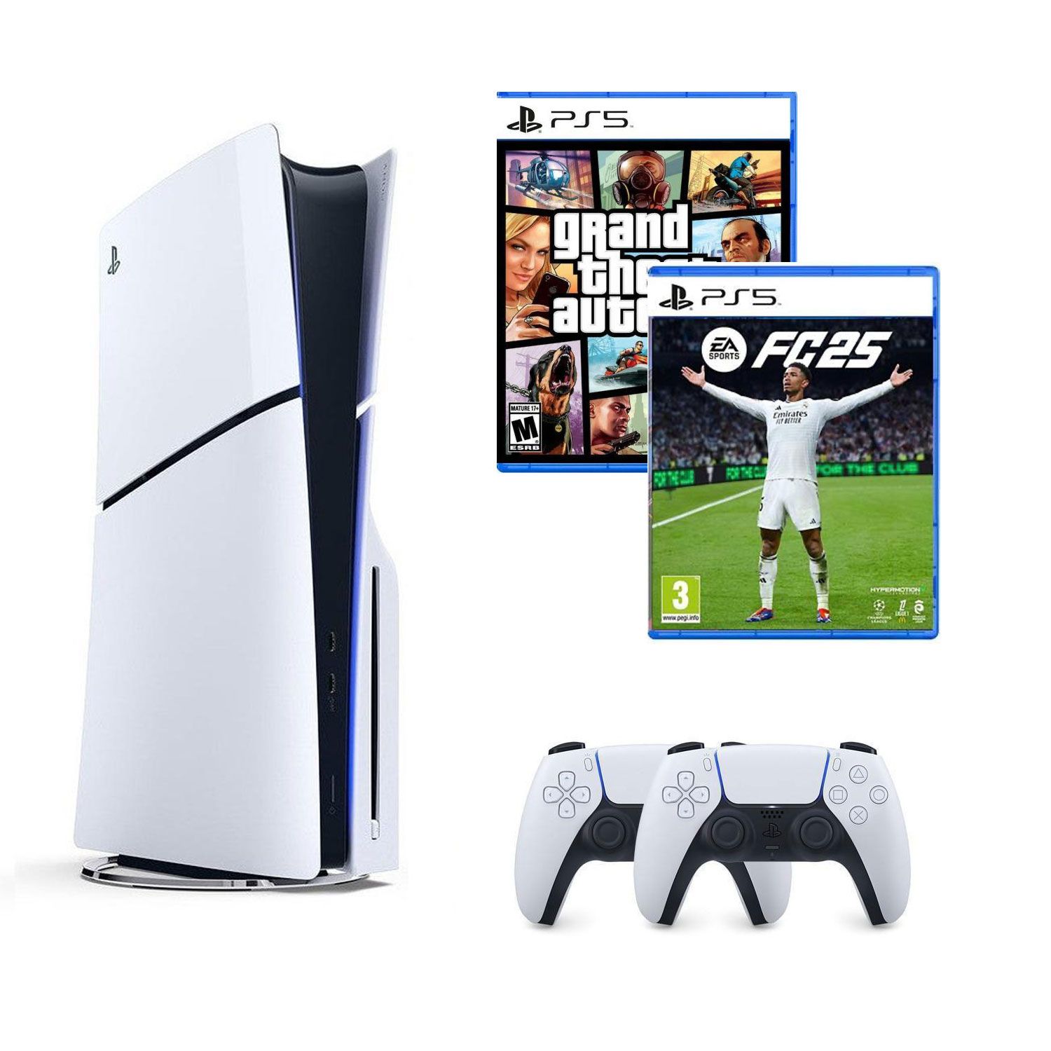 SONY PS5 PLAYSTATİON 5 SLİM CD Lİ 1TB OYUN KONSOLU + 2.KOL + GTA 5 OYUN + FC 25 PS5 OYUN