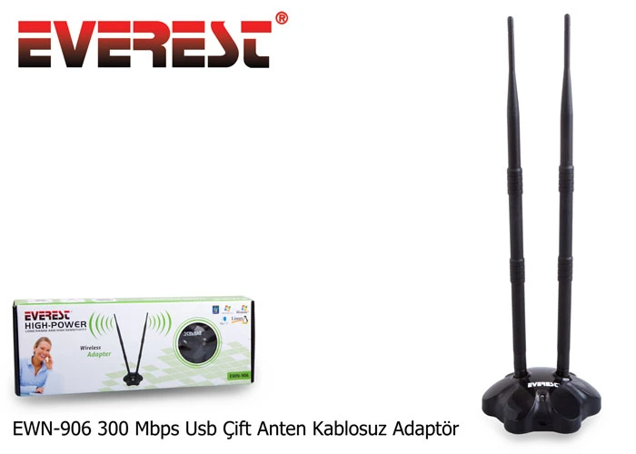 Everest EWN-906 300 Mbps Usb Çift Anten Kablosuz Adaptör