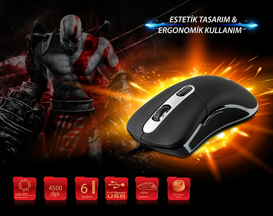 Everest Rampage SGM-RX7 Usb Siyah 4500 DPI Gaming Mouse Pad ve Oyuncu Mouse