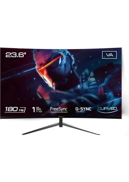 2.EL GAMEBOOSTER GB-2418CF 23.6" 180HZ 1MS VA PANEL FULLHD FREESYNC, G-SYNC DESTEKLİ CURVED GAMİNG MONİTÖR