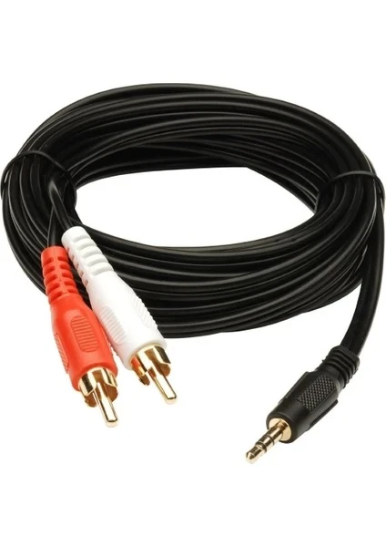 3.5 Mm Stereo To 2 Rca Aux Tos Ses Kulaklık Kablosu 5 Metre