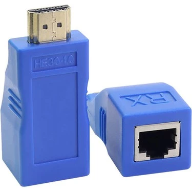 30M HDMI Extender 4k-2k HDMI Uzatma Aparatı 3D 1080P - CAT5E Cat6 Hdmı Uzatıcı - 30MT 1080P Görüntü - Mavi