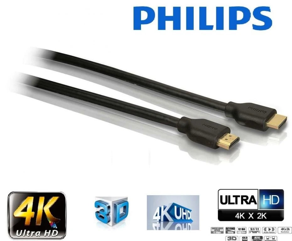 PHILIPS SWV5401H 4K DESTEKLİ 1,8 M ETHERNETLİ HDMI KABLO ( ULTRA HD - 3D )