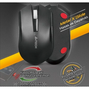 A4 TECH G11-200N NANO V-TRACK 2000DPI OPTİK KABLOSUZ ŞARJLI MOUSE