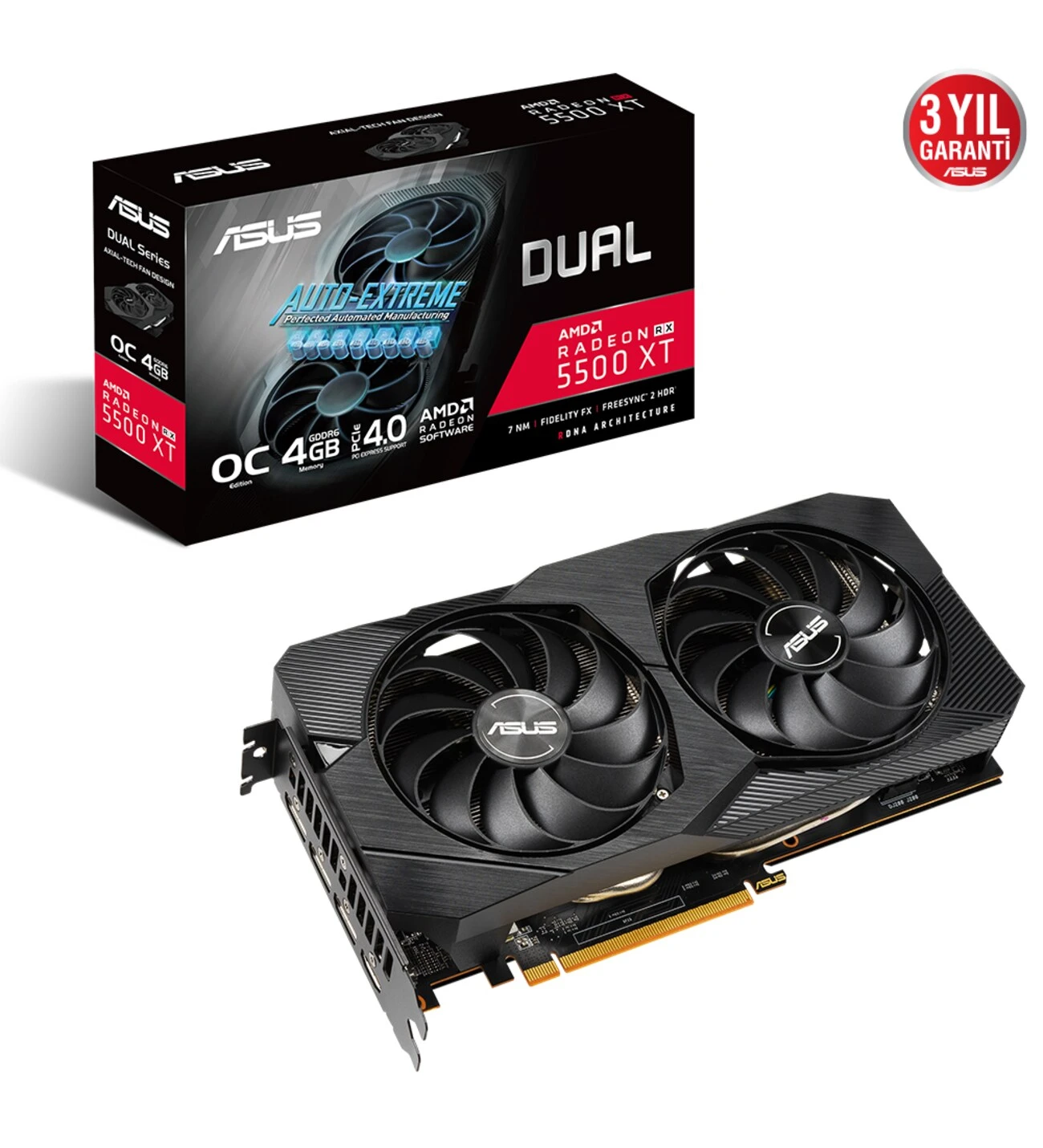 ASUS DUAL RX5500XT-08G-EVO 8GB 128BİT DDR6