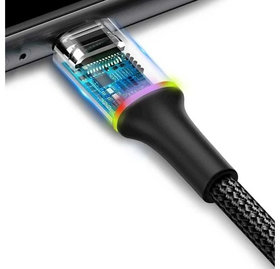 BASEUS CALGH-A01 HALO RGB LİGHTNİNG KABLO 2.4A 0.5MT SİYAH