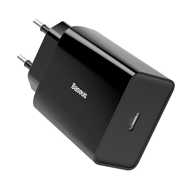 BASEUS SPEED MİNİ QUİCK CHARGER 18W ŞARJ BAŞLIK TYPE-C HIZLI ŞARJ ADAPTÖRÜ SİYAH