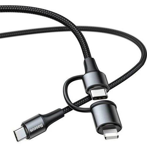 BASEUS TWINS CATLYW-01 2 IN 1 TYPE-C TO TYPE-C LİGHTNİNG KABLO 1 MT SİYAH (20V/3A+5V/2A)