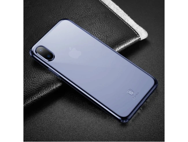 BASEUS ULTRA-SLIM CLEAR TPU PREMİUM CASE IPHONE X MAVİ