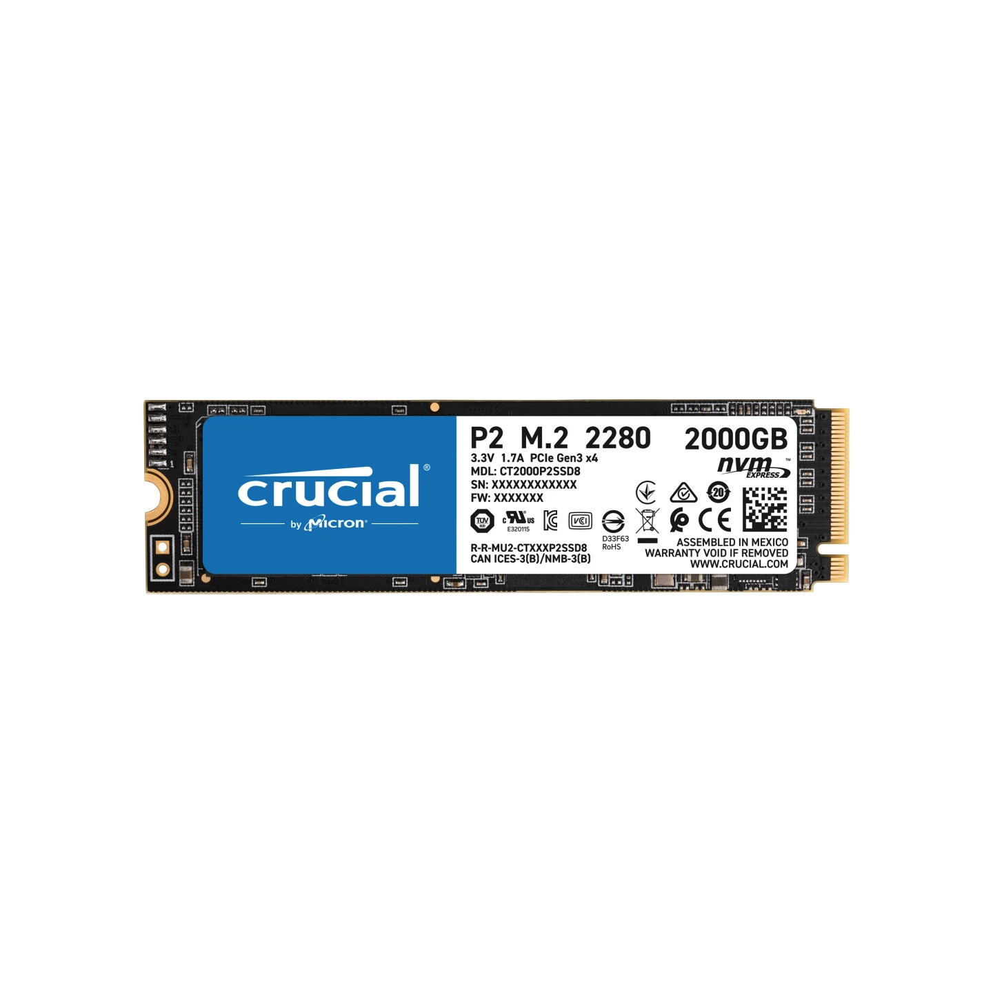 CRUCİAL CT2000P2SSD8 2 TB P2 M.2 NVME PCIE SSD PN