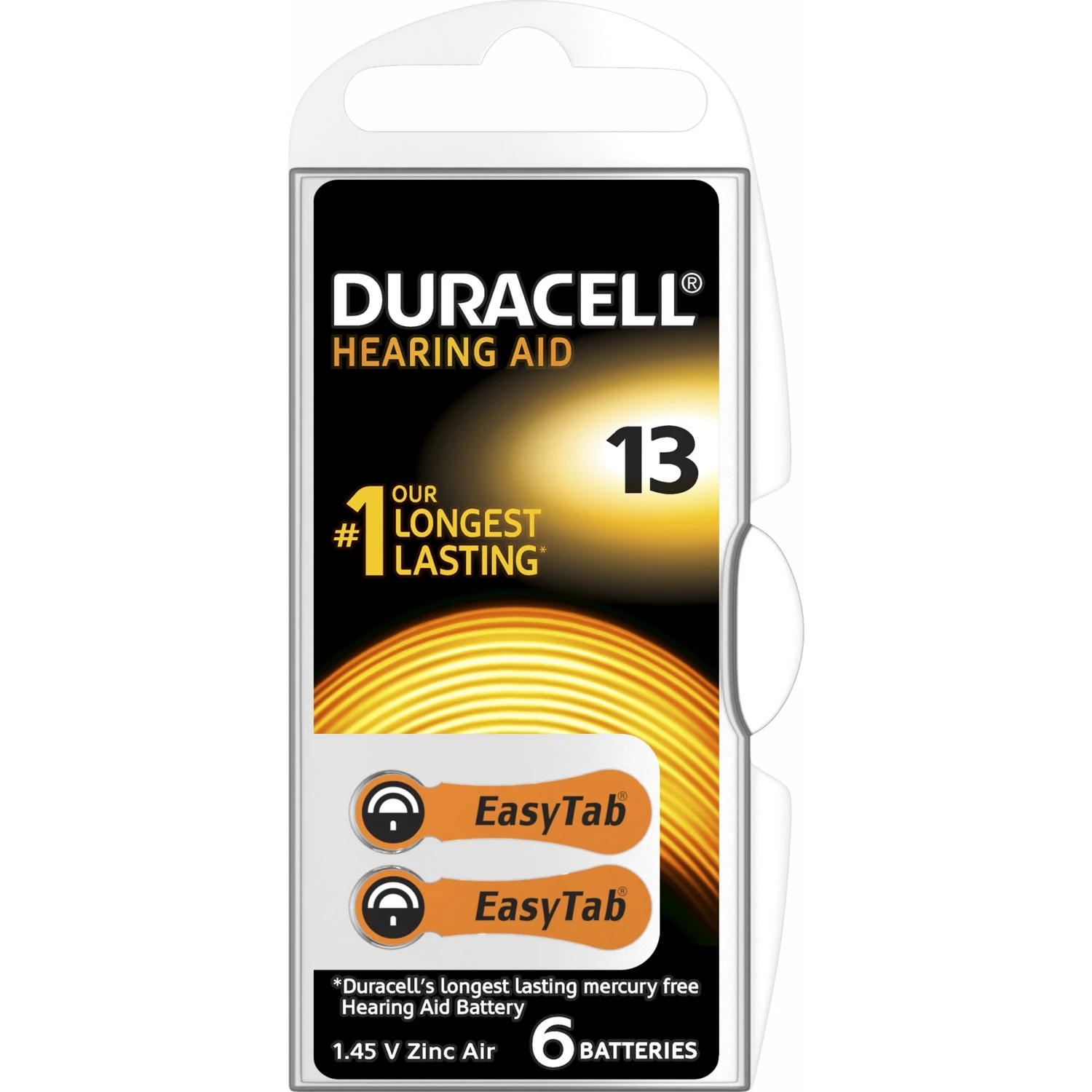 DURACELL 13 NUMARA KULAKLIK PİLİ 6'LI PAKET 1,45 VOLT PR48