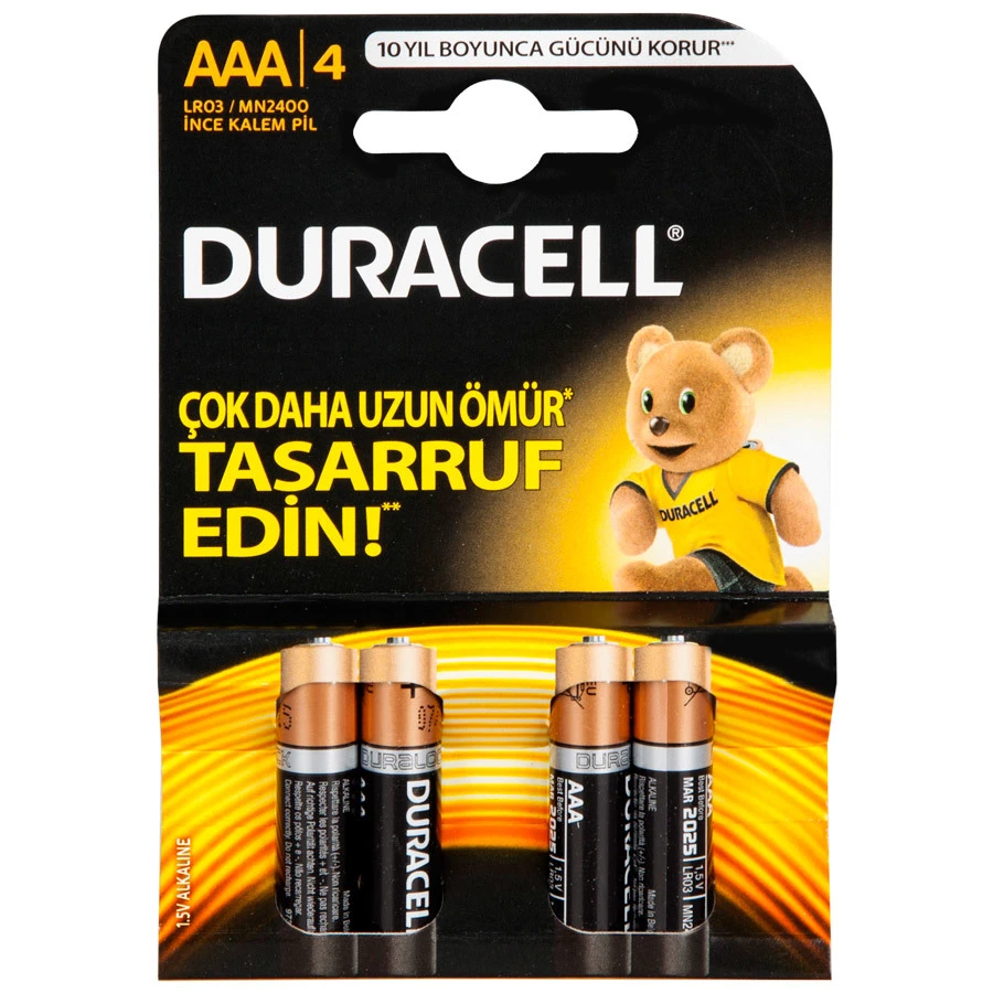 DURACELL 4' LÜ PAKET LR03-MN2400 AAA İNCE PİL