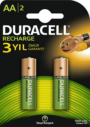 DURACELL ŞARJ EDİLEBİLİR AA KALEM PİL 1300 MAH 2'Lİ