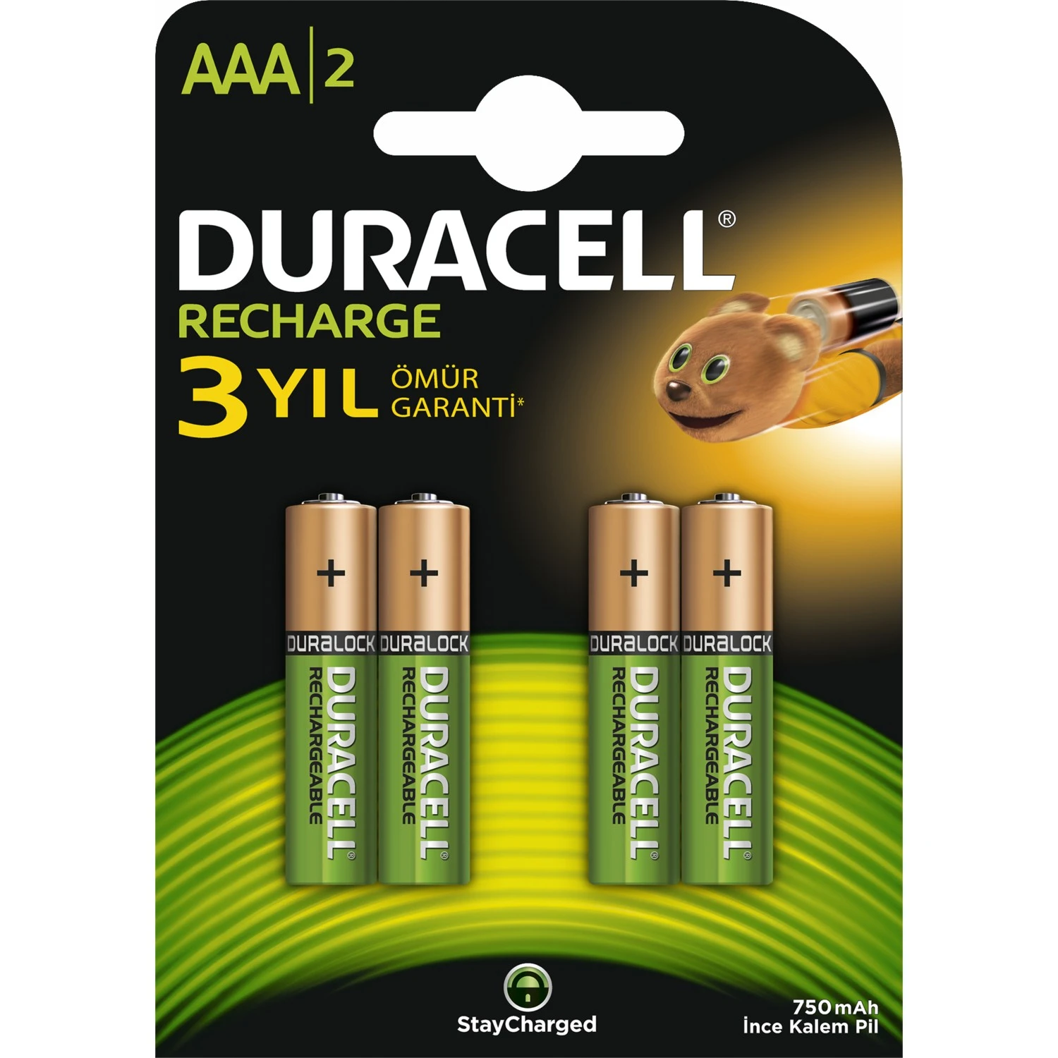DURACELL ŞARJ EDİLEBİLİR AAA İNCE KALEM PİL 750 MAH 4'LÜ