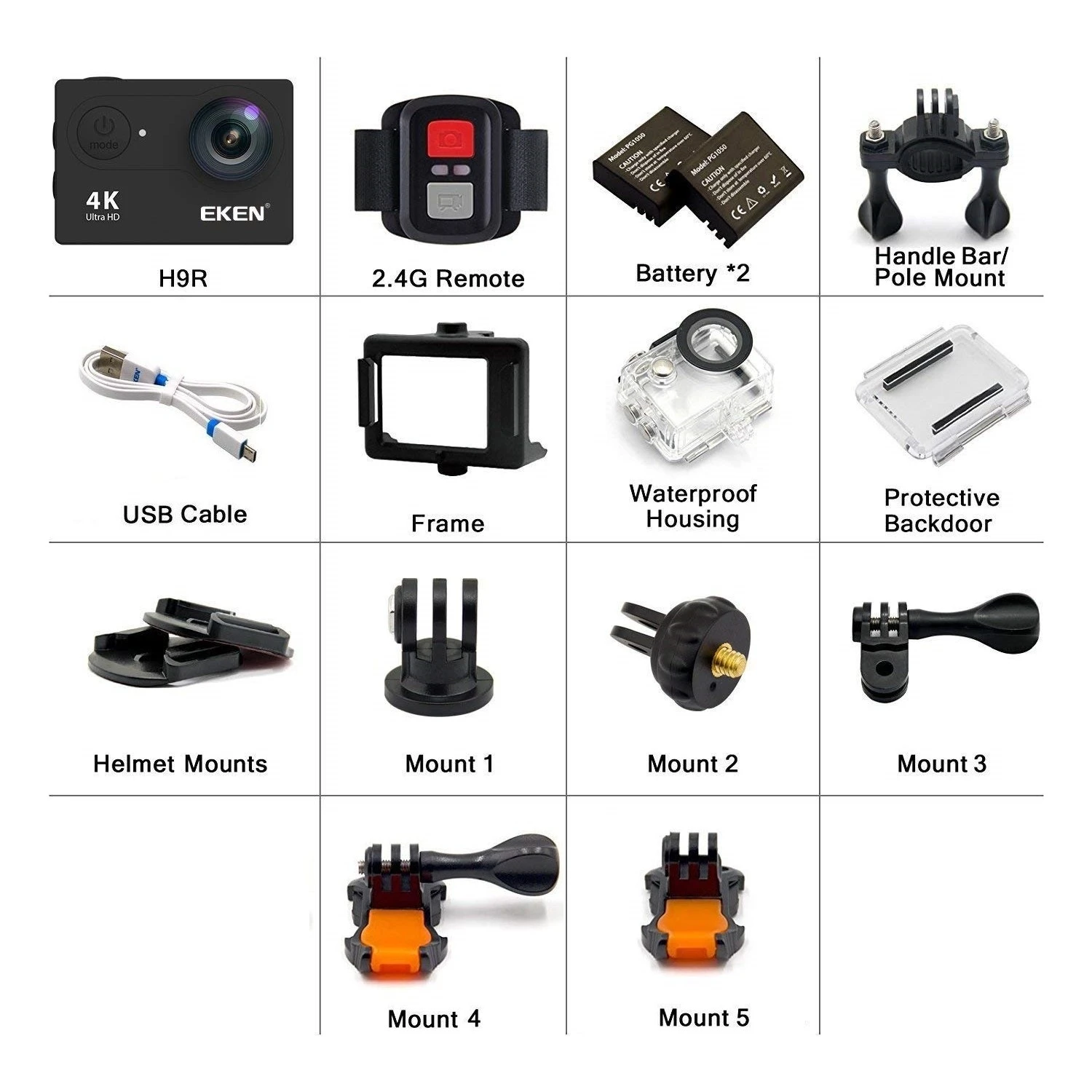 EKEN H9R 4K ULTRA HD WİFİ AKSİYON KAMERA + YEDEK BATARYA