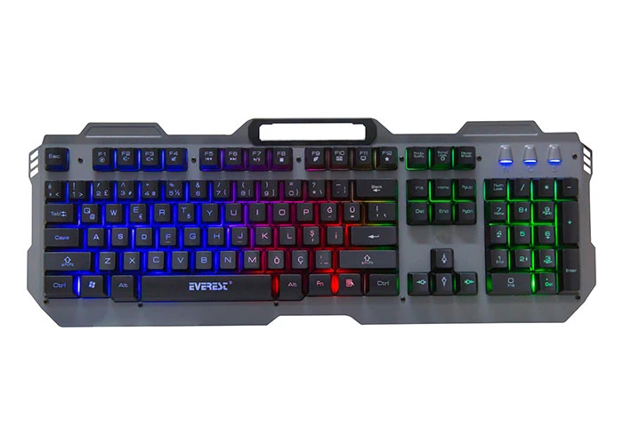 EVEREST KB-197 TITANIO USB AYDINLATMALI Q METAL YÜZEY OYUNCU KLAVYESİ