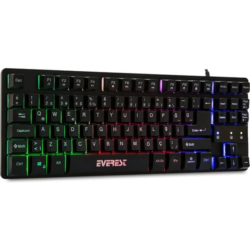 EVEREST KB-GX6 SİYAH USB GÖKKUŞAĞI RENKLİ AYDINLATMALI Q STANDART GAMİNG KLAVYE