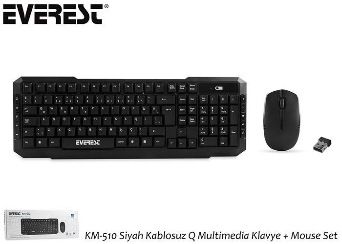 Everest KM-510 Siyah Kablosuz Q Multimedia Klavye + Mouse Set