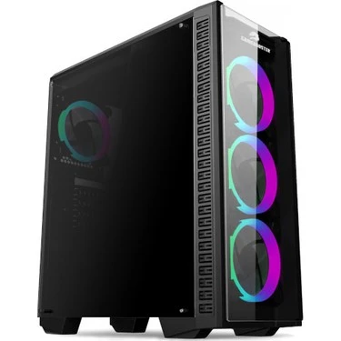 GAMEBOOSTER GB-G3060B USB 3.0 ATX, TEMP.GLASS SİNGLE RİNG RGB FAN, SİYAH KASA (PSU YOK)