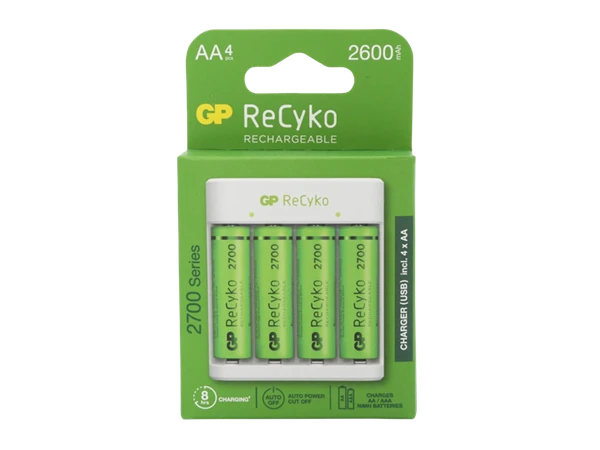 GP RECYKO ŞARJ CİHAZI VE 4X2600 MAH AA PİL