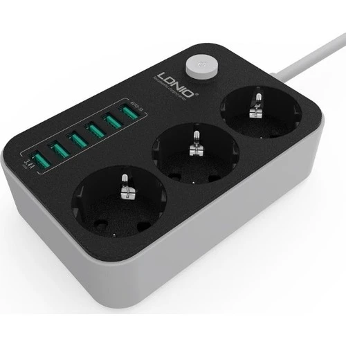 LDNIO SE3631 6 USB GİRİŞLİ 3 PRİZ GİRİŞLİ FİŞ