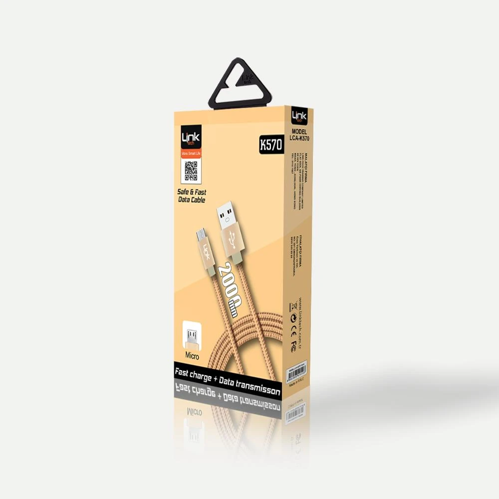 LINK TECH K570 SAFE MİCRO USB METAL BAŞLI 2000 MM ŞARJ KABLOSU BEYAZ