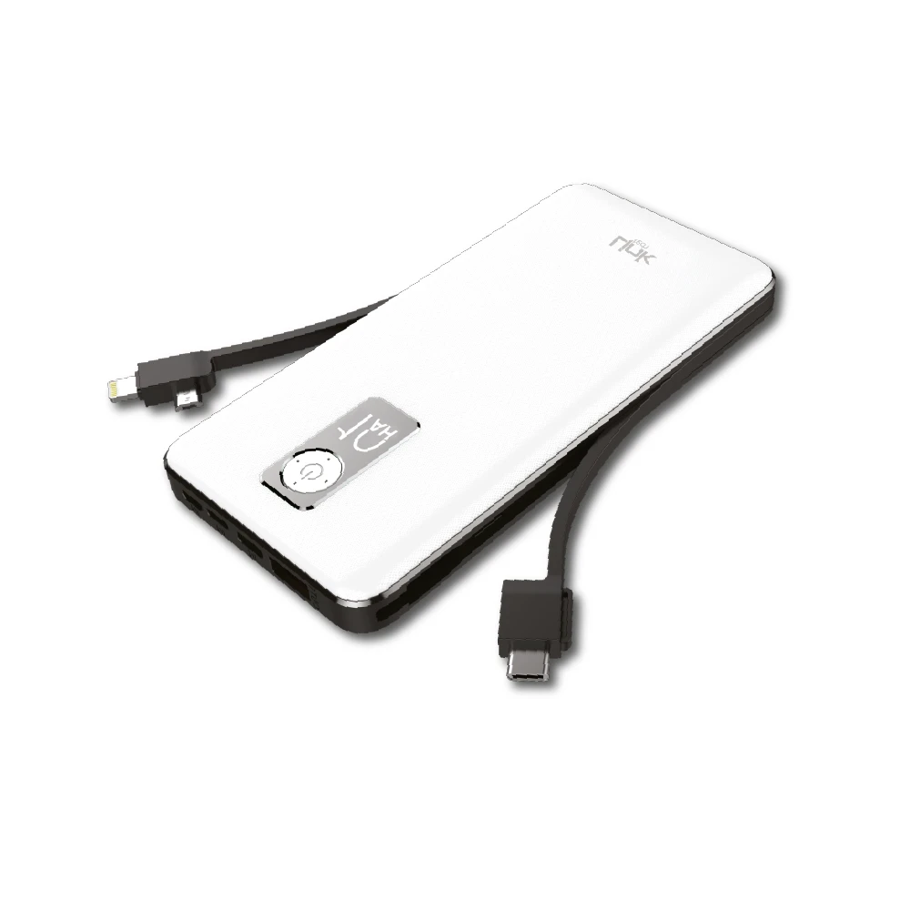 LINKTECH AC10 STRONG ÇİFT KABLOLU 10000 MAH POWERBANK BEYAZ