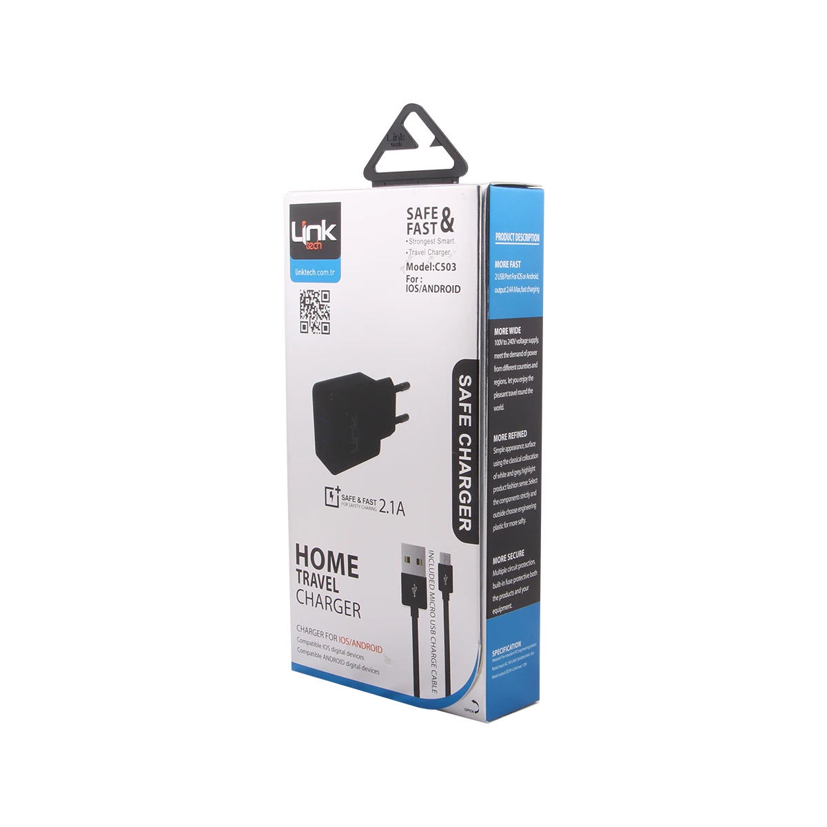 LINKTECH C503 HOME TRAVEL CHARGER 2.1A FOR ANDROID