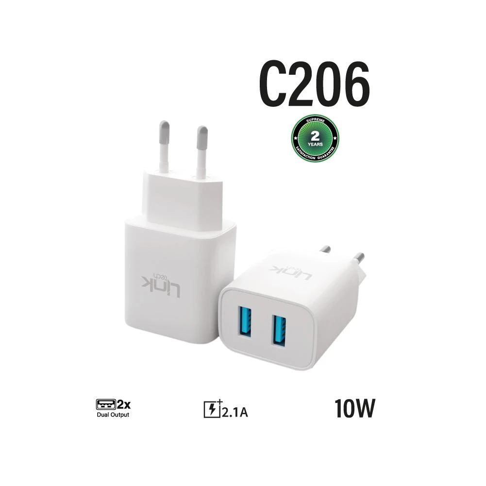 LİNKTECH LSC-C206 SAFE 10W DUAL ÇİFT USB ŞARJ BAŞLIĞI