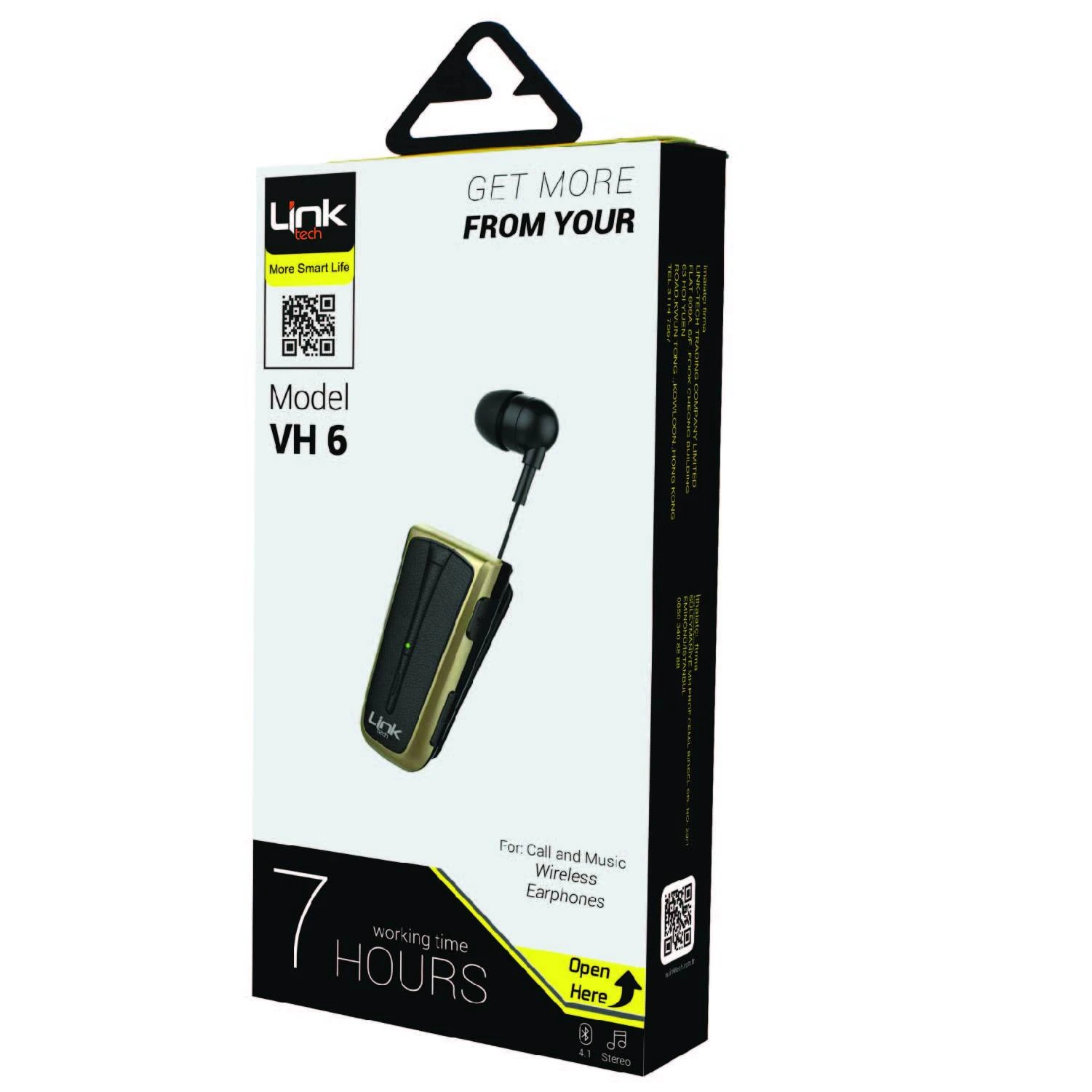 LINKTECH MAKARALI BLUETOOTH KULAKLIK VH6 SİYAH