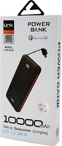 LİNKTECH SK10 SLİM 10.000 MAH DAHİLİ TYPE-C DÖNÜŞTÜRÜCÜ KABLOLU POWERBANK
