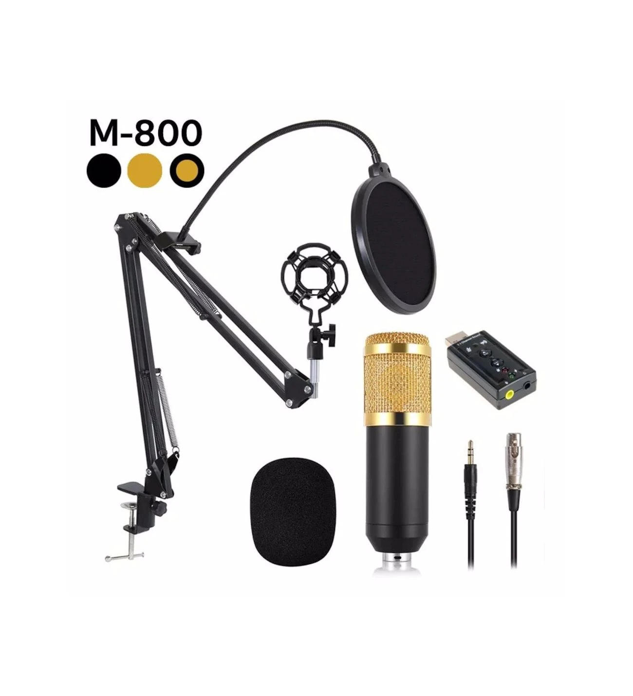 MUSİC D.J. M-800 YOUTUBER MİKROFON+STAND+ÖN PANEL+USB