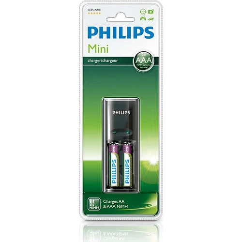 PHİLİPS SCB1240NB MİNİ PİL ŞARJ CİHAZI+ 800 MAH ŞARJLI PİL 2'Lİ