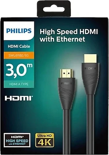 PHİLİPS SWL6118/93 4K 3,0 MT ALTIN UÇLU KUTULU HİGH SPEED HDMI GÖRÜNTÜ KABLOSU