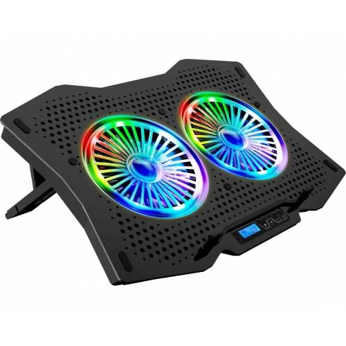 RAMPAGE AD-RC9 TORNADO SİYAH 115 -115 -15MM (2 ADET)FANLI 10-18 RGB IŞIKLI NOTEBOOK SOĞUTUCU STAND