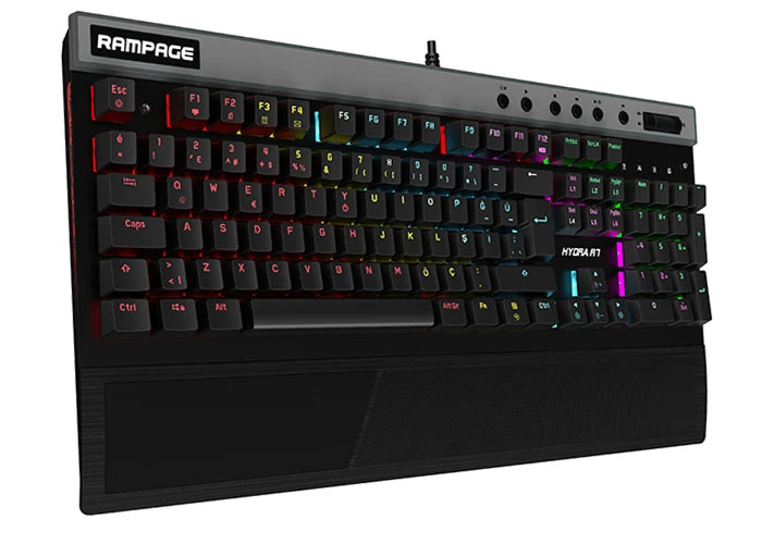 RAMPAGE HYDRA R7 USB FULL RGB AYDINLATMALI OPTİK Q MULTİMEDİA GAMİNG PRO MEKANİK KLAVYE