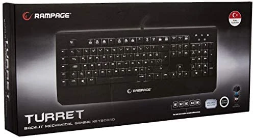 RAMPAGE KB-R12 TURRET SİYAH USB BEYAZ AYDINLATMALI MAKROLU Q MEKANİK GAMİNG KLAVYE