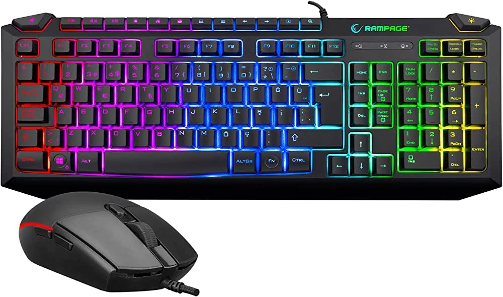 RAMPAGE KB-R310 BROKER SİYAH USB GÖKKUŞAĞI ZEMİN AYDINLATMALI OYUNCU KLAVYE + MOUSE SET