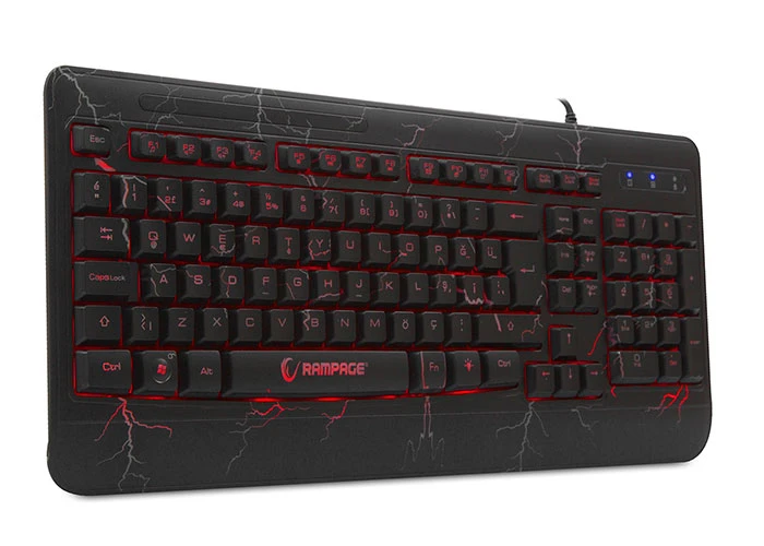 RAMPAGE KB-R45 CRASH SİYAH USB 3 RENK ZEMİN AYDINLATMALI Q OYUNCU KLAVYE