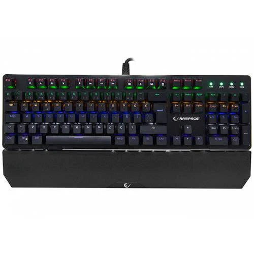 RAMPAGE KB-R81 RED SWITCH GÖKKUŞAĞI LEDLİ RGB ŞERİTLİ METAL YÜZEY MEKANİK GAMİNG OYUNCU KLAVYE