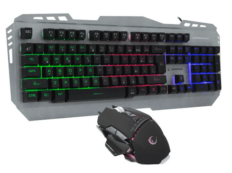 RAMPAGE KM-RX8 METAL KASA RAİNBOW IŞIKLI Q OYUNCU MULTMEDİA KLAVYE VE MOUSE SET