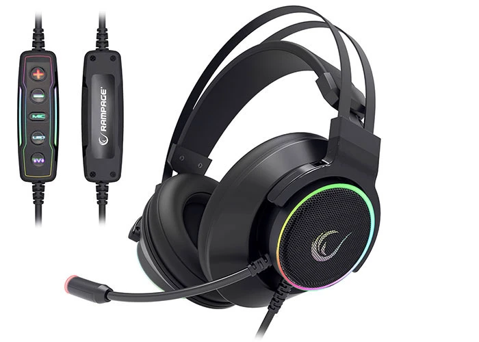 RAMPAGE RM-K9 PALADIN SİYAH USB 7,1 VERSİON RGB LED+RGB SES KONTROLLÜ OYUNCU MİKROFONLU KULAKLIK