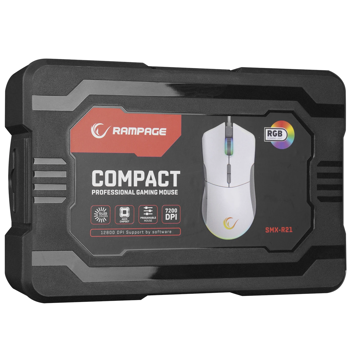RAMPAGE SMX-R21 COMPACT USB BEYAZ/GRİ RGB IŞIKLI+MACRO 7200DPİ / 1000HZ GAMİNG OYUNCU MOUSE