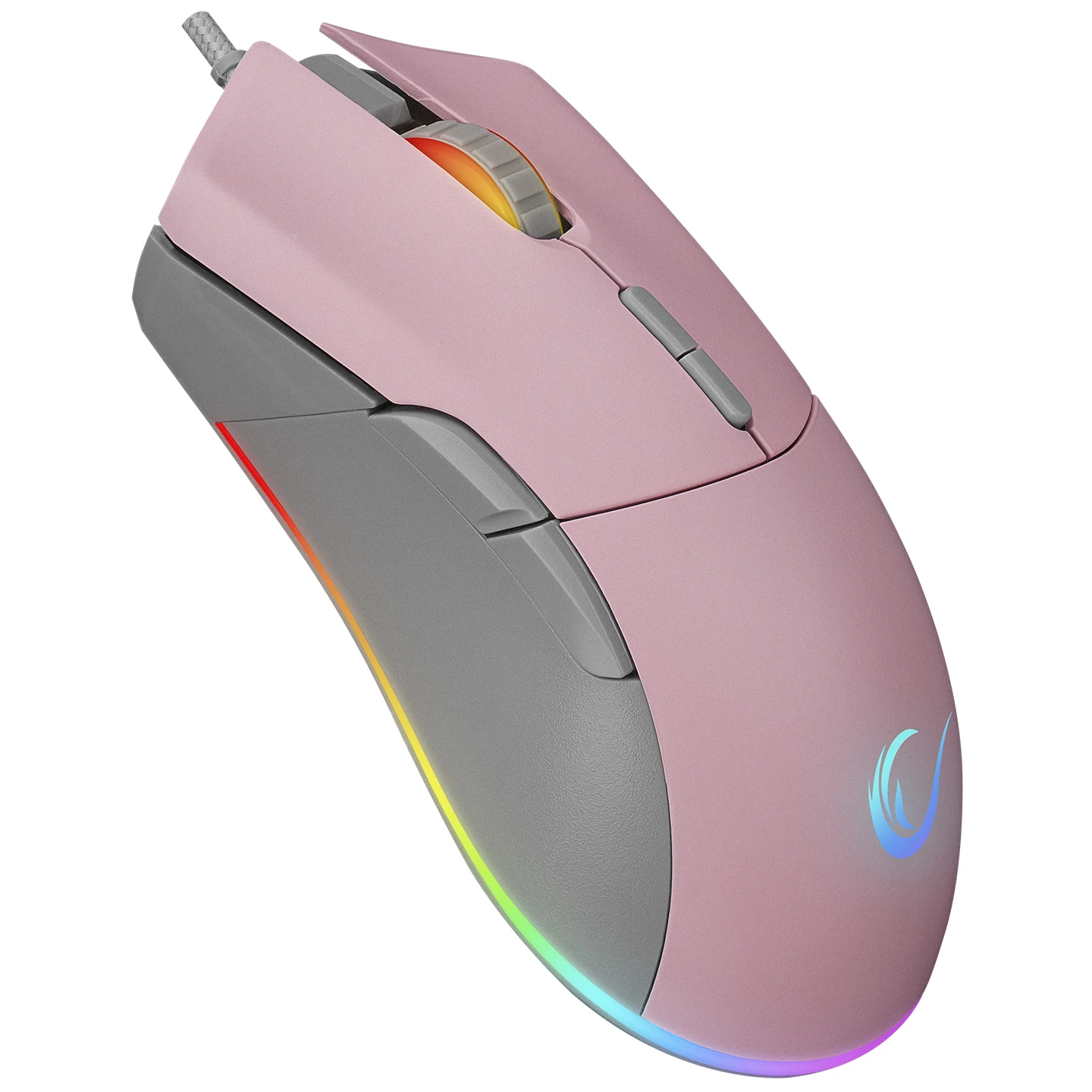RAMPAGE SMX-R21 COMPACT USB PEMBE/GRİ RGB IŞIKLI+MACRO 7200DPİ / 1000HZ GAMİNG OYUNCU MOUSE