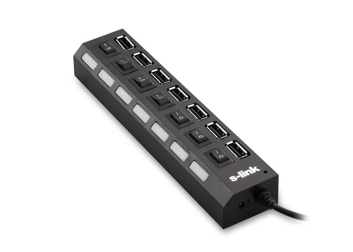 S-LINK SL-775 7 PORT USB2.0 SİYAH USB HUB