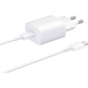SAMSUNG TA800 FAST CHARGİNG BEYAZ 25W TYPE-C TO TYPE-C ŞARJI ALETİ