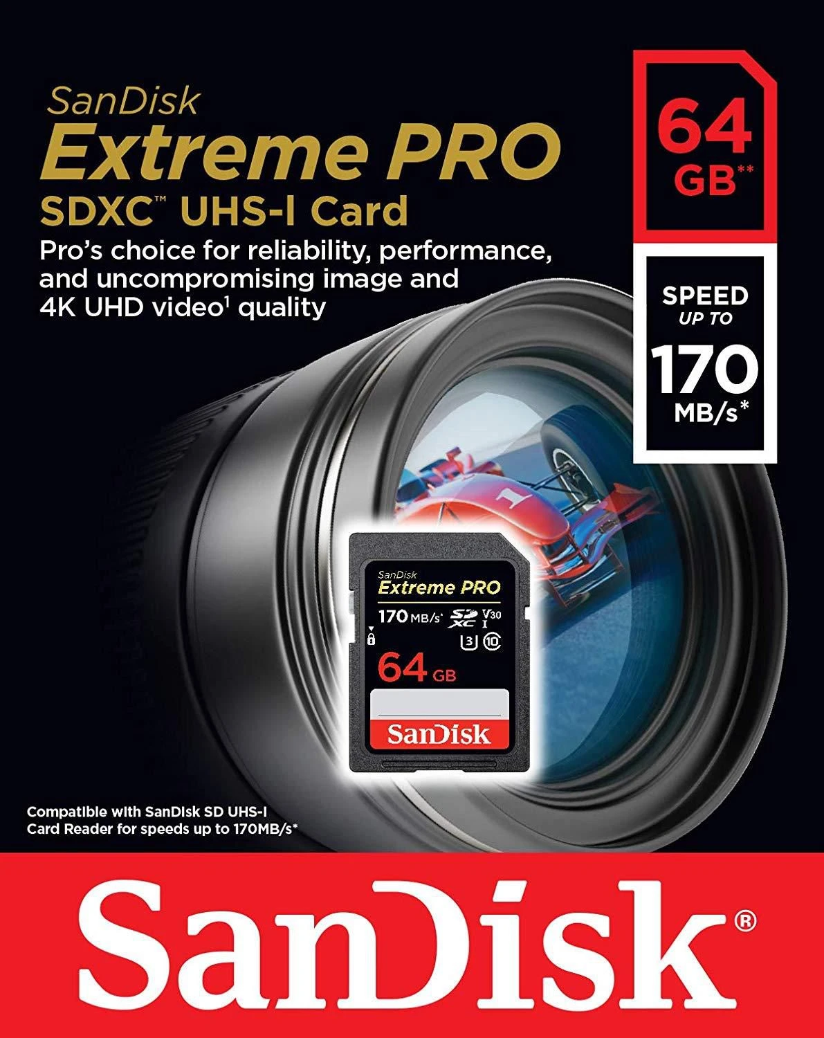 SANDISK EXTREME PRO 64GB SDXC CARD 170MB/S UHS-I HAFIZA KARTI SDSDXXY-064G-GN4IN