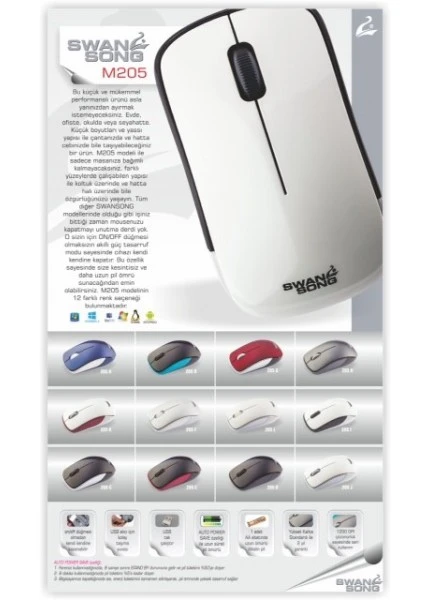 SWAN SONG SS-M205-L KABLOSUZ MOUSE BEYAZ
