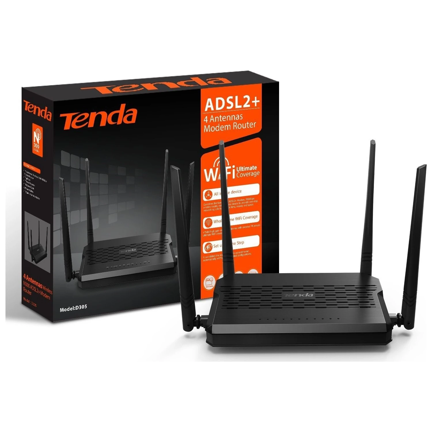 TENDA D305 300MBPS 4X5 DBİ ADSL2+ MODEM ROUTER